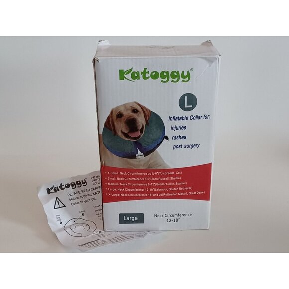 2 Katoggy Protect Inflatable Recovery Collar Blue Size Large 12 in. - 18 in. - Picture 8 of 13